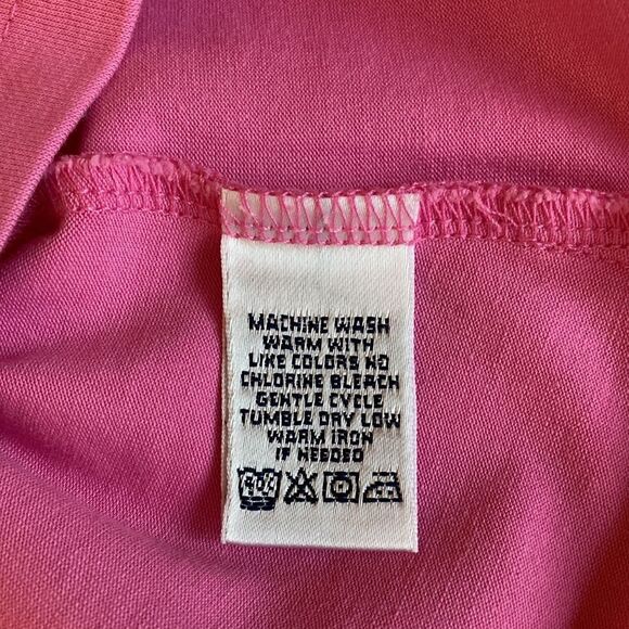 Lily Pulitzer Shrunken Cotton Polo Shirt in Barbie Pink with White Trim. Size S. - Picture 7 of 7